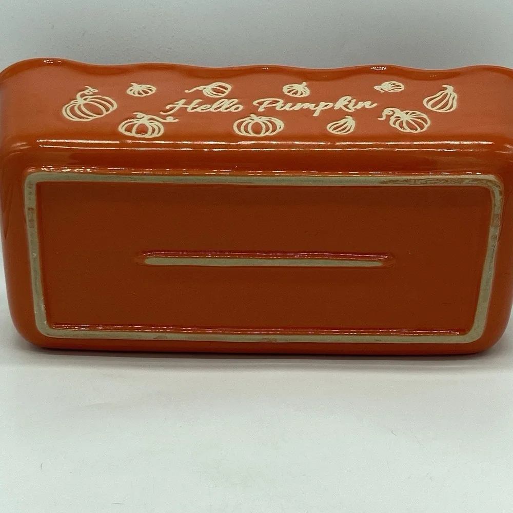 Hello Pumpkin Glass Loaf Pan Baking Dish Fall Thanksgiving Farmhouse Cottagecore